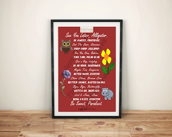 Look at your self afterwards alligator printable Etsy image regarding See You Later Alligator Poem Printable called Look at yourself later on alligator printable Etsy